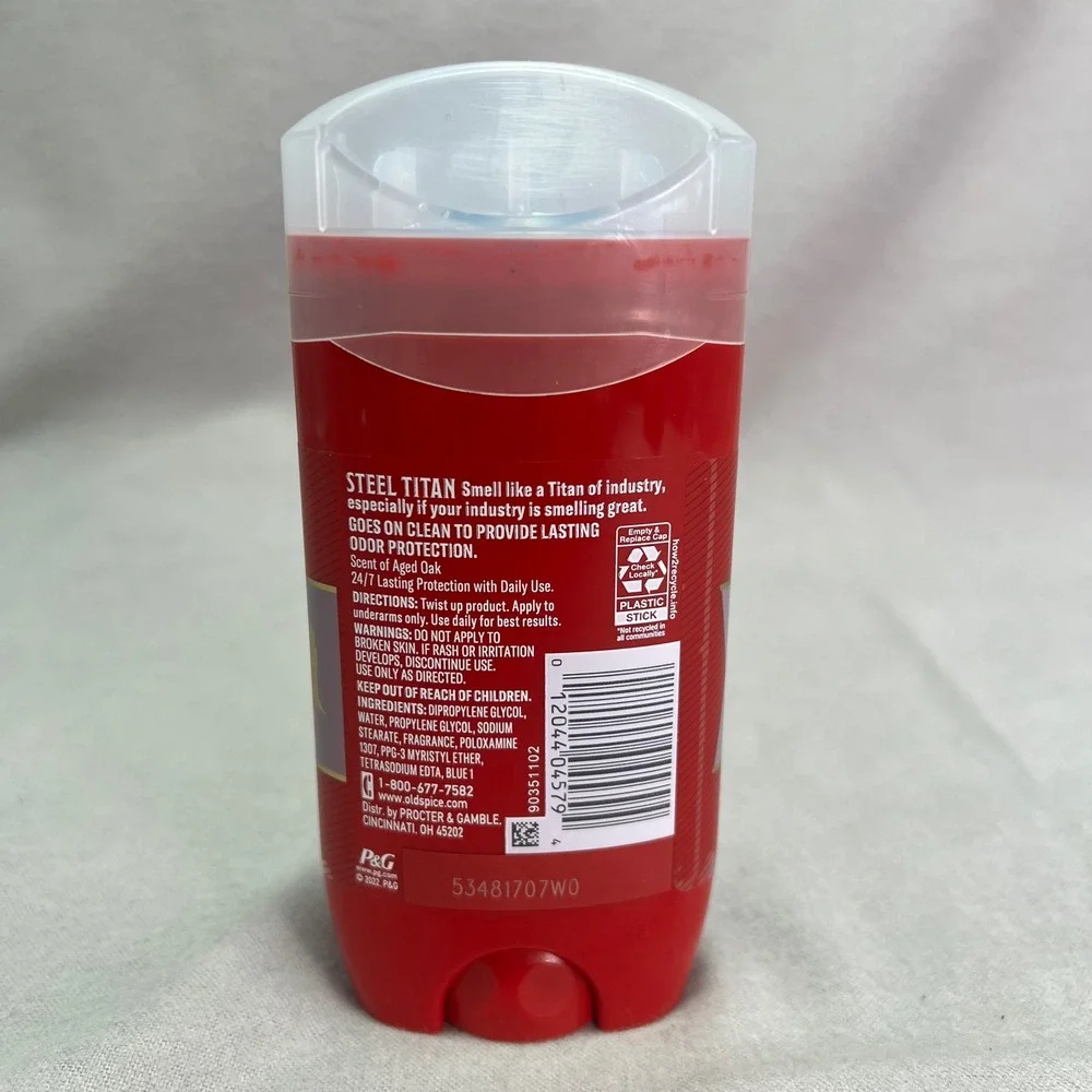 Old Spice Deodorant Red Steel Titan Aged Oak Aluminum Free Masculine 3.0oz‎